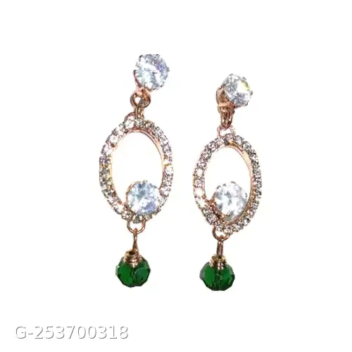 Brass Golden,big Stone Round Jumka Earring Red