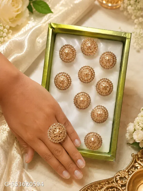 📸 Caption "Shine with timeless elegance! ✨ Premium Rose Gold Floral Statement Ring – the perfect finishing touch for every special occasion."