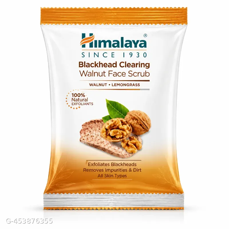 Himalaya Blackhead Clearing Walnut Face Scrub Sachet | Walnut & Lemongrass | All Skin Types 10 pcs for packing
