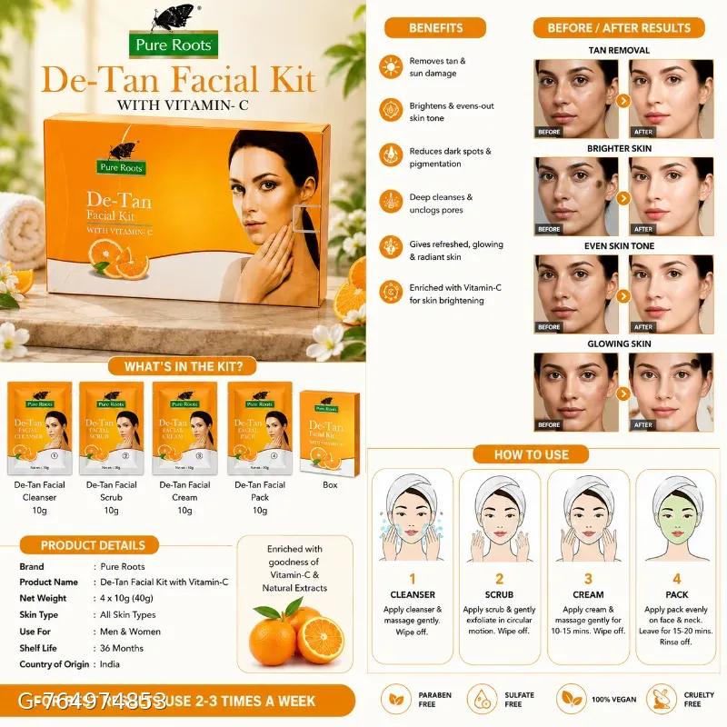 Pure roots De Tan facial kit