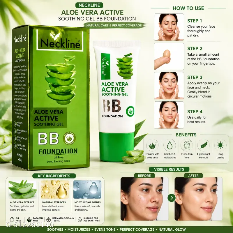 This is a 30gm tube of Neckline Aloe Vera Active Soothing Gel BB Foundation.