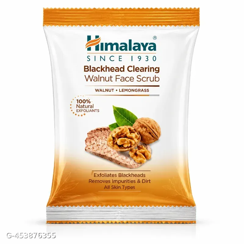 Himalaya Blackhead Clearing Walnut Face Scrub Sachet | Walnut & Lemongrass | All Skin Types 10 pcs for packing