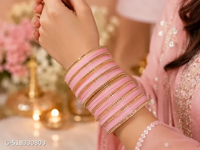 Daily wear mina pink chuda set