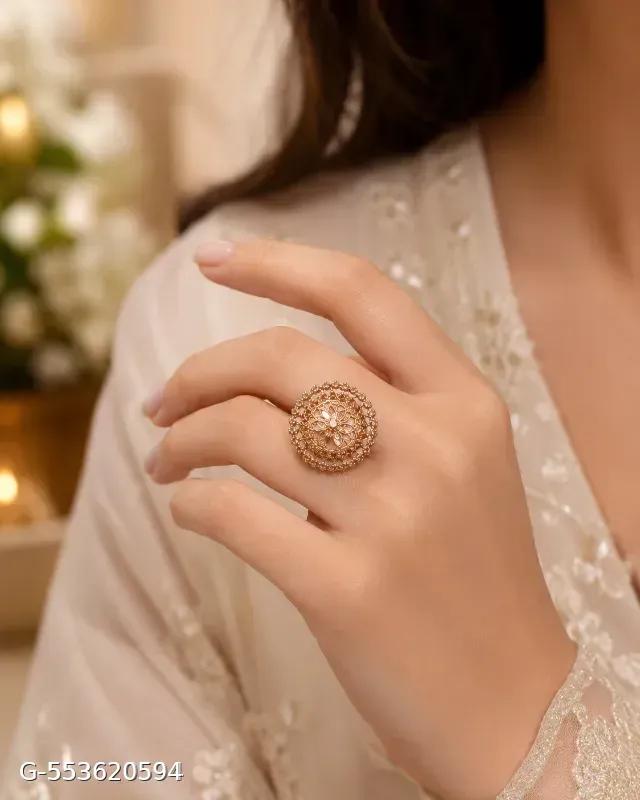 📸 Caption "Shine with timeless elegance! ✨ Premium Rose Gold Floral Statement Ring – the perfect finishing touch for every special occasion."