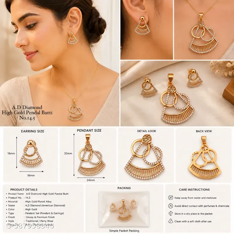 Gold plated pandent earing set