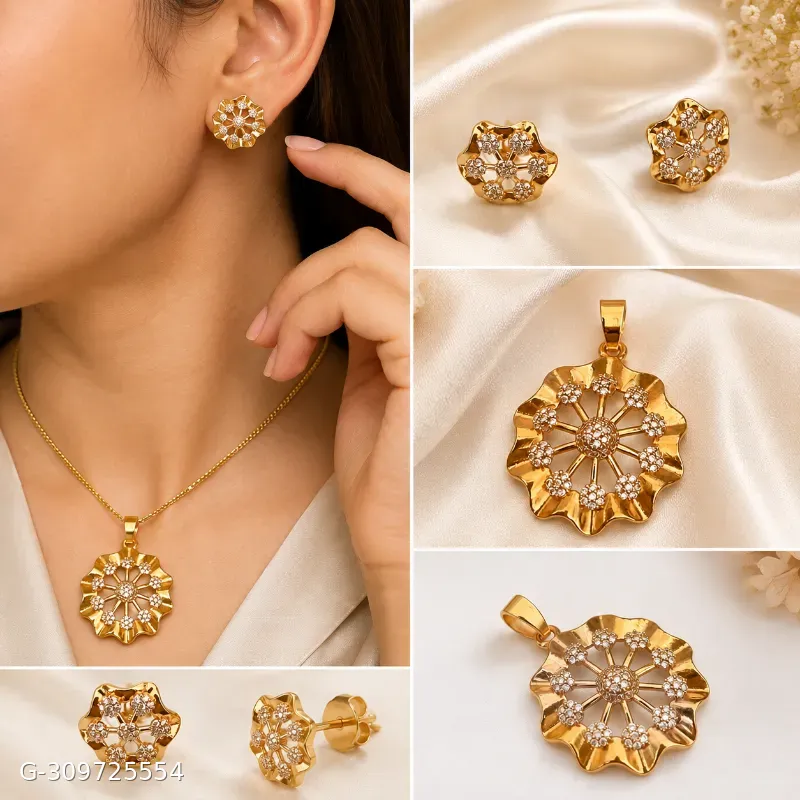 Gold plated pandent earing set