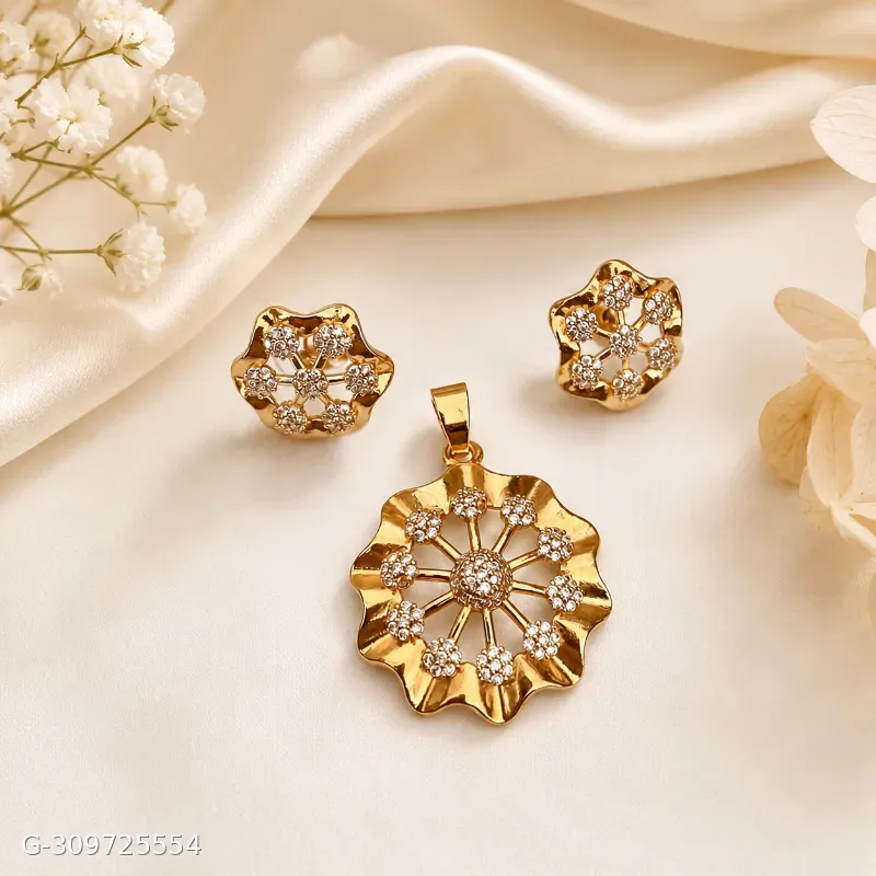 Gold plated pandent earing set