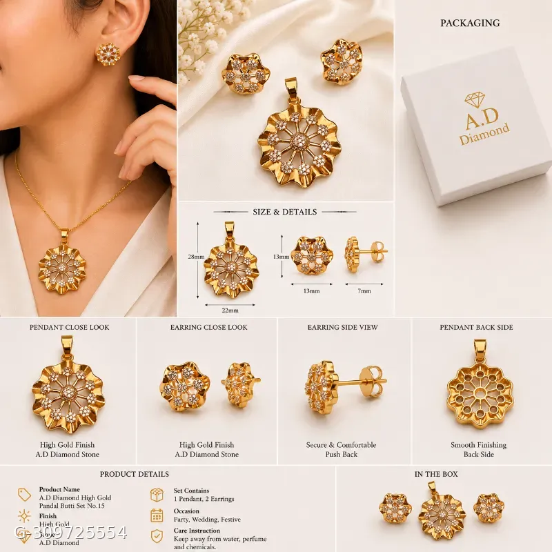 Gold plated pandent earing set