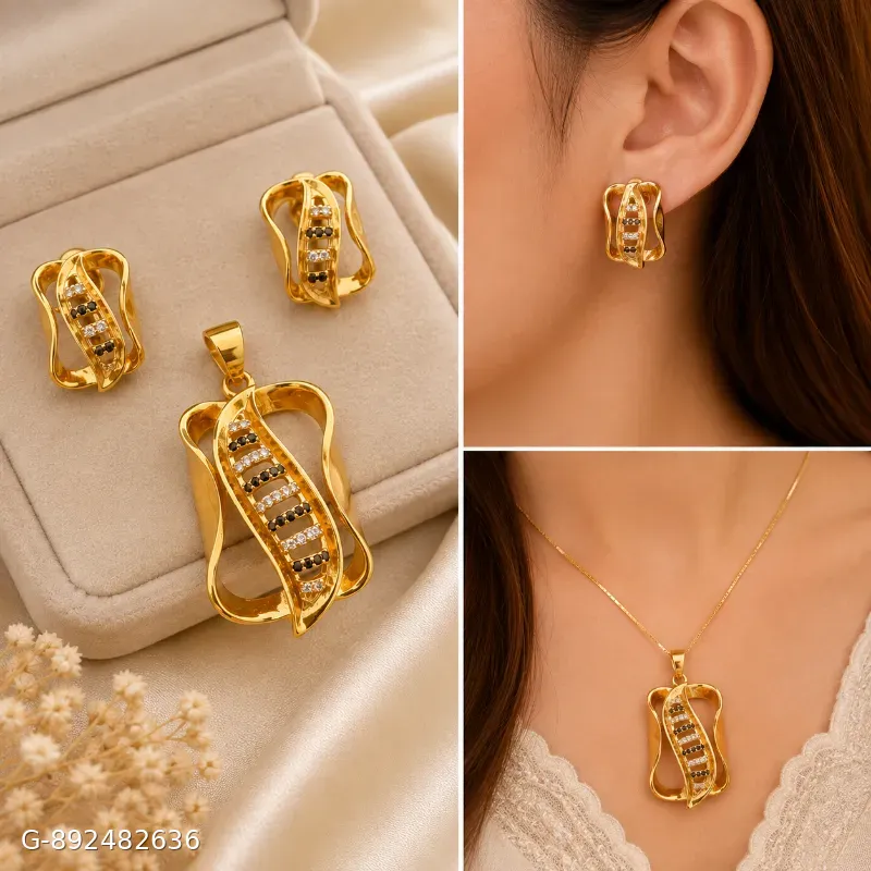 Ad diamond pendent earing set