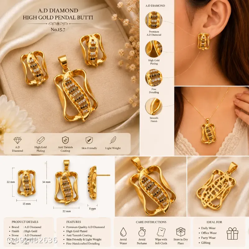 Ad diamond pendent earing set