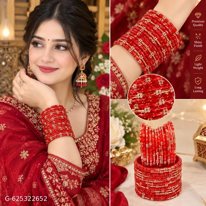 New trending glass crystal bangles red colour