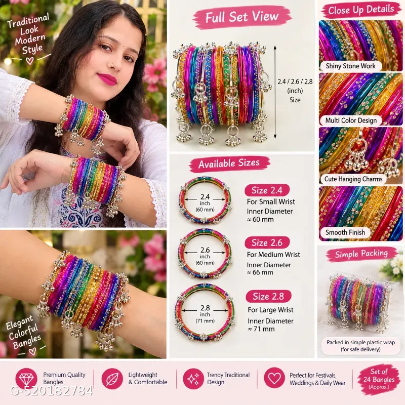 Trending glass bangesl set with kasmiri chudi