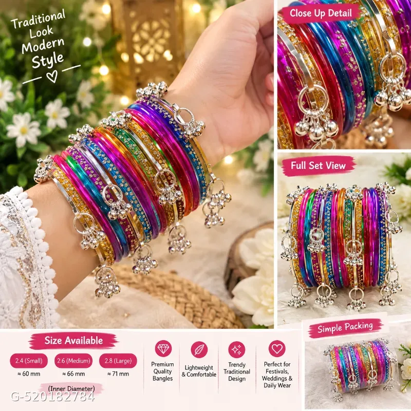 Trending glass bangesl set with kasmiri chudi