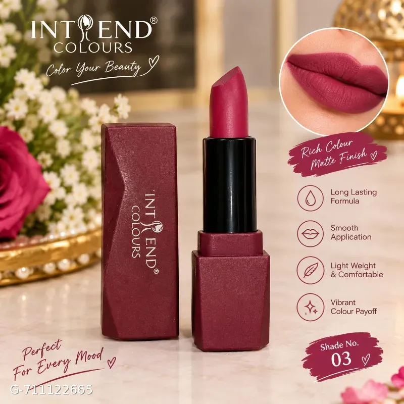 This is an Intrend Colours Crayon Flushed Matte Lipstick, recognizable by its distinctive faceted red tube and signature white branding.