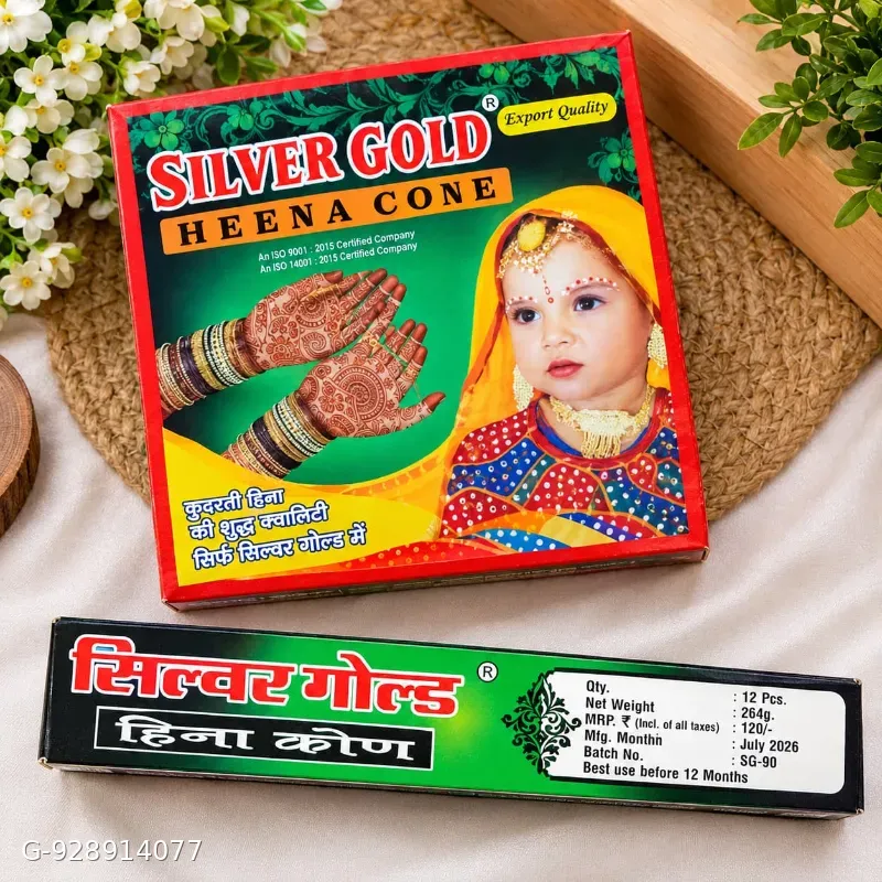 Silver gold menhdi cone