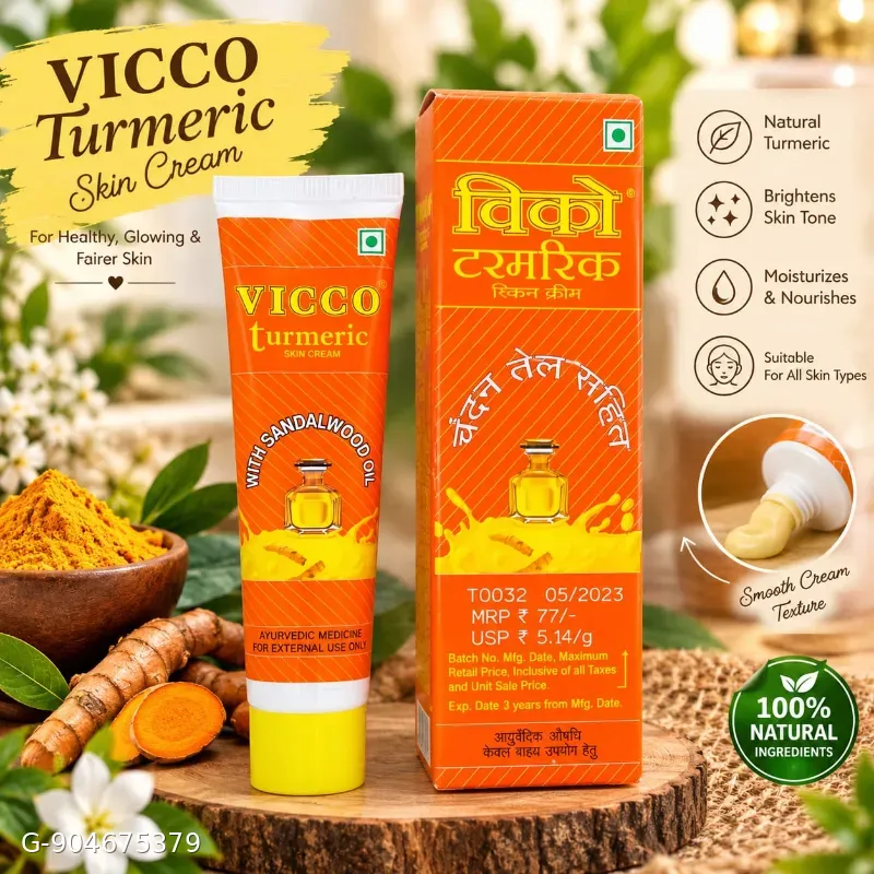Vicco Turmeric Skin Cream With Sandalwood Oil - Ayurvedic Cream - 15g