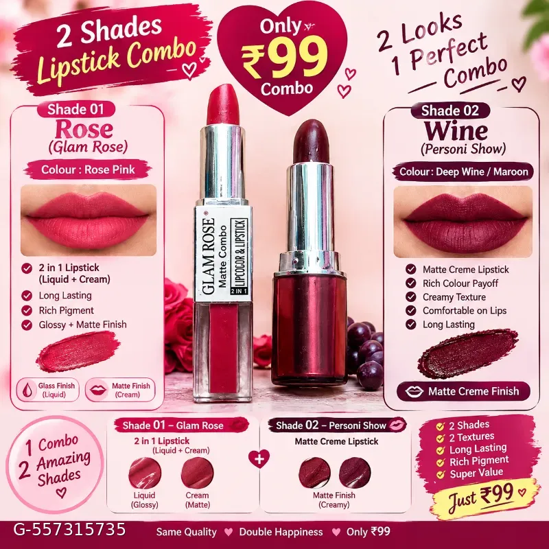 Combo lipstick glam rose with personi