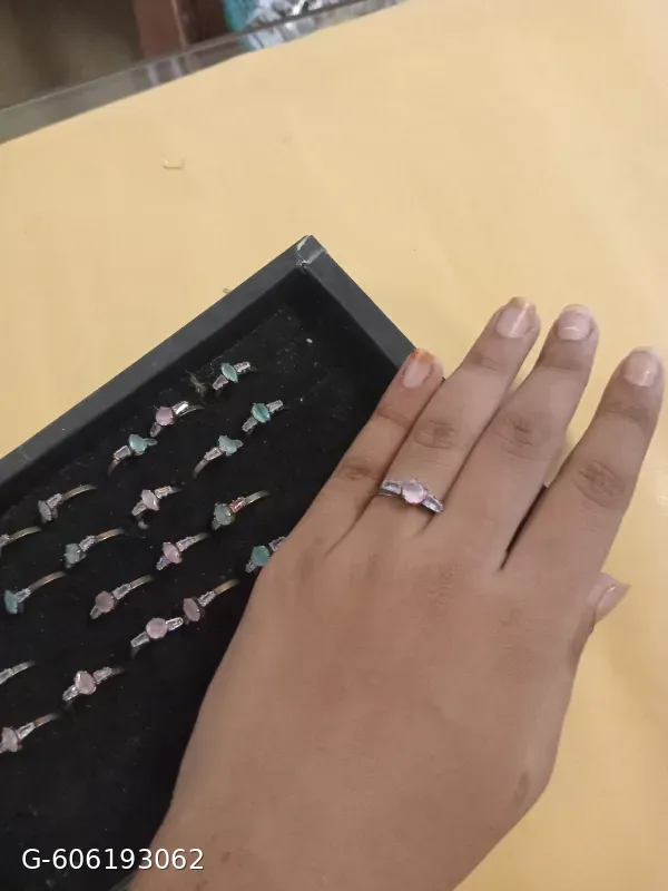 Crystal Heart Adjustable Ring